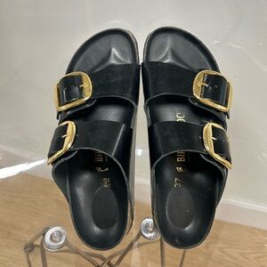 Birkenstock Arizona Big Buckle Slide High Shine Black Size 6-6.5US/37EUB